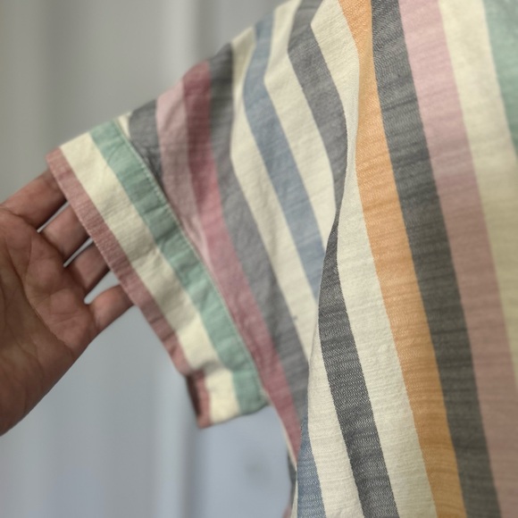 Madewell short sleeves button down top blouse rainbow stripe size M - Picture 4 of 13